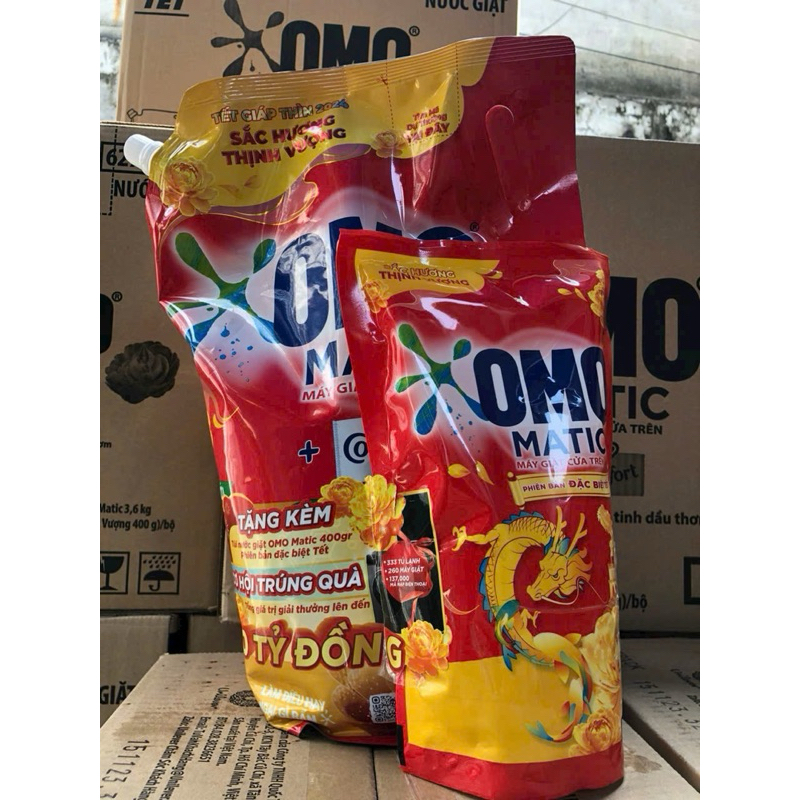 Nước giặt Omo Matic dịu nhẹ cho da / hương comfort/ xanh cửa trước túi 3.6kg