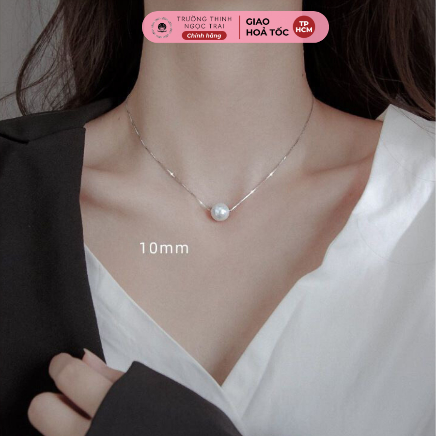 Ảnh Dây Chuyền Xuyên Tâm Ngọc Trai Bạc 925 Trẻ Trung, Xinh Xắn, Tinh Tế - Ngọc Trai Trường Thịnh 1