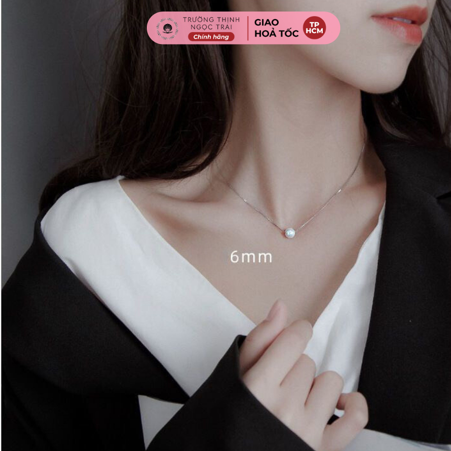 Ảnh Dây Chuyền Xuyên Tâm Ngọc Trai Bạc 925 Trẻ Trung, Xinh Xắn, Tinh Tế - Ngọc Trai Trường Thịnh 3