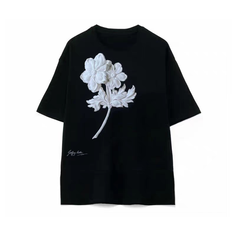 [VẢI 250 GSM] Áo Thun In Hoa Yohji Yamamoto Form Unisex 100% Cotton Định Lượng Vải 250 GSM