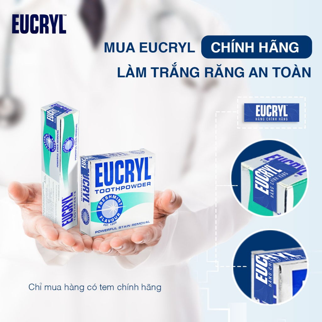 [Livestream] Bột Bạc Hà Giúp Sạch Miệng Trắng Răng, Hơi Thở Thơm Mát Eucryl Toothpower 50g