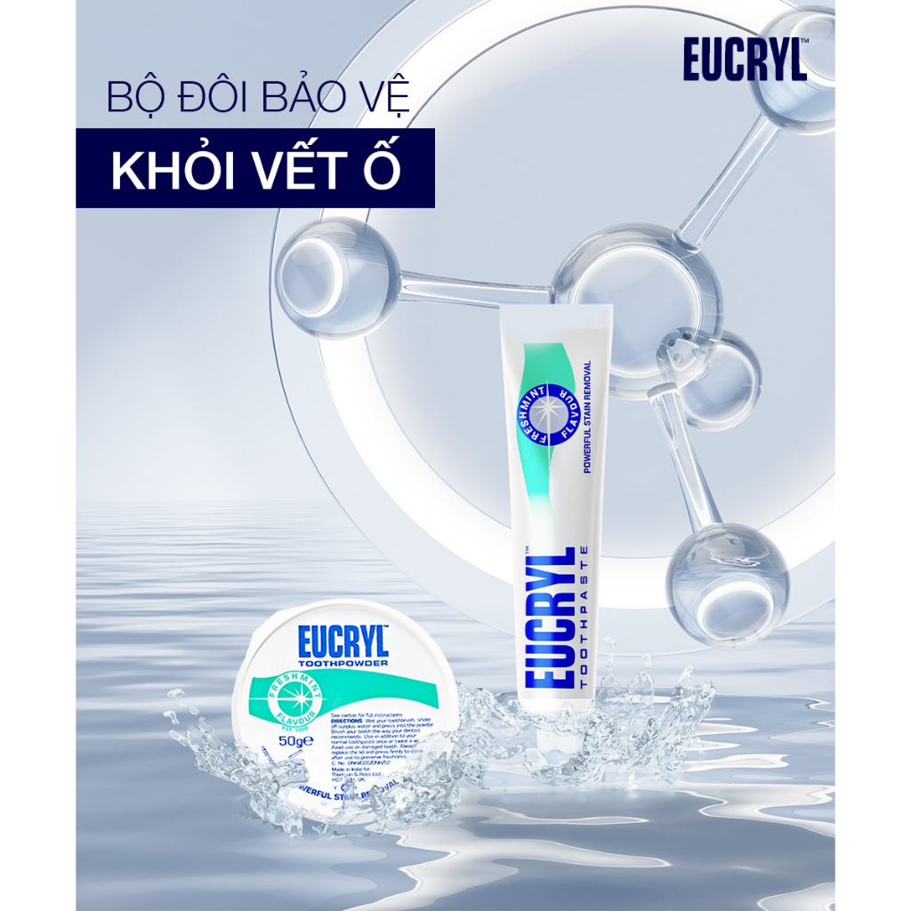 [Livestream] Bột Bạc Hà Giúp Sạch Miệng Trắng Răng, Hơi Thở Thơm Mát Eucryl Toothpower 50g