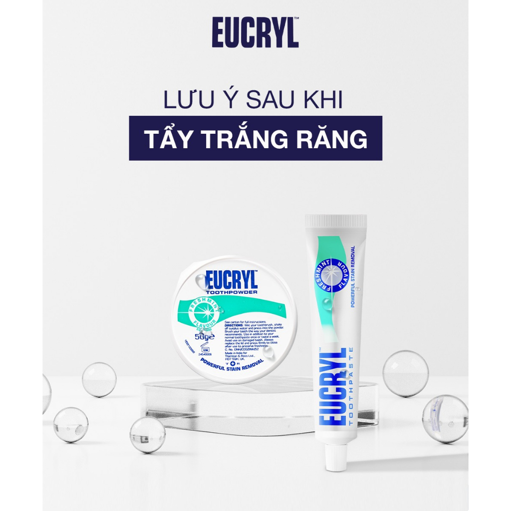 [Livestream] Bột Bạc Hà Giúp Sạch Miệng Trắng Răng, Hơi Thở Thơm Mát Eucryl Toothpower 50g
