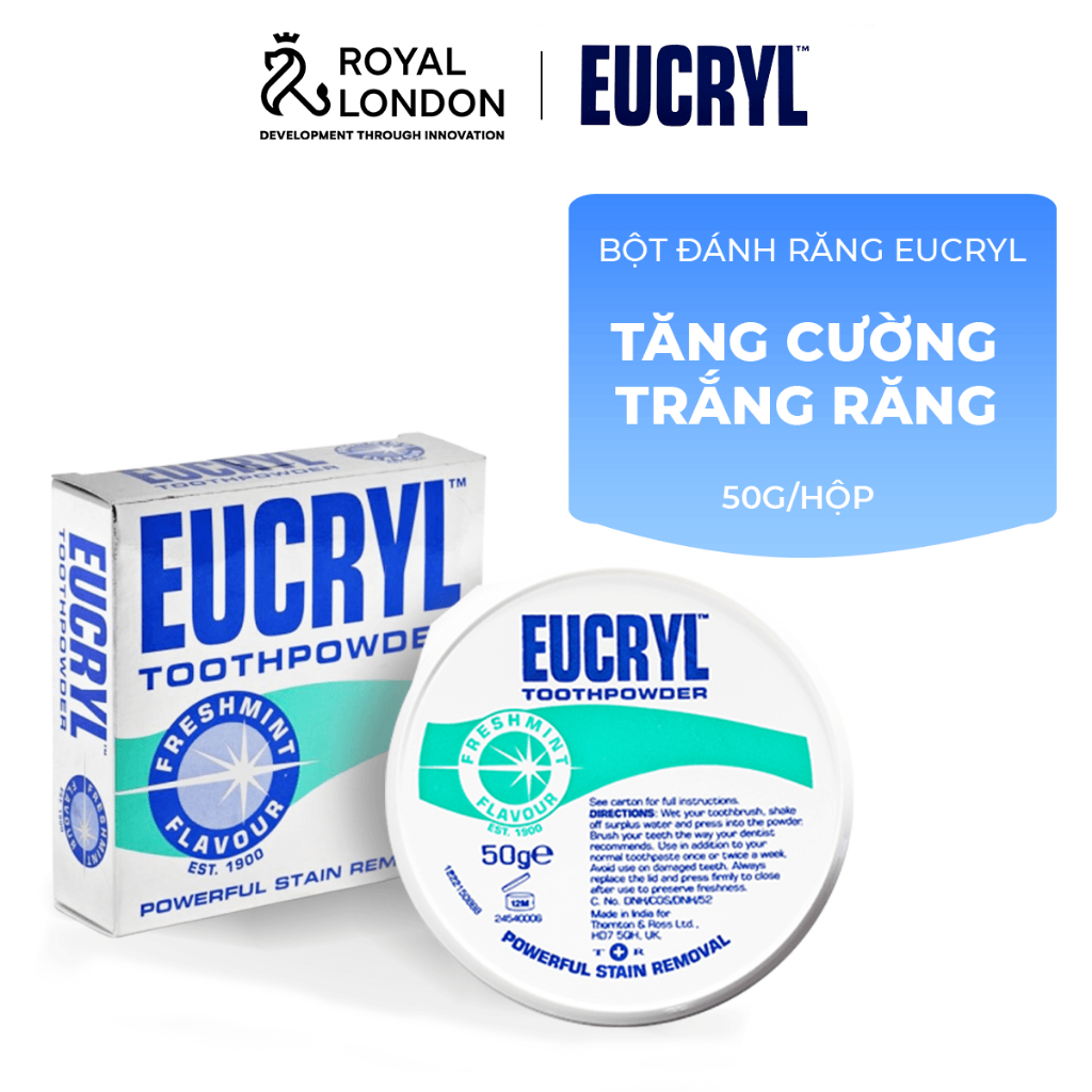[Livestream] Bột Bạc Hà Giúp Sạch Miệng Trắng Răng, Hơi Thở Thơm Mát Eucryl Toothpower 50g