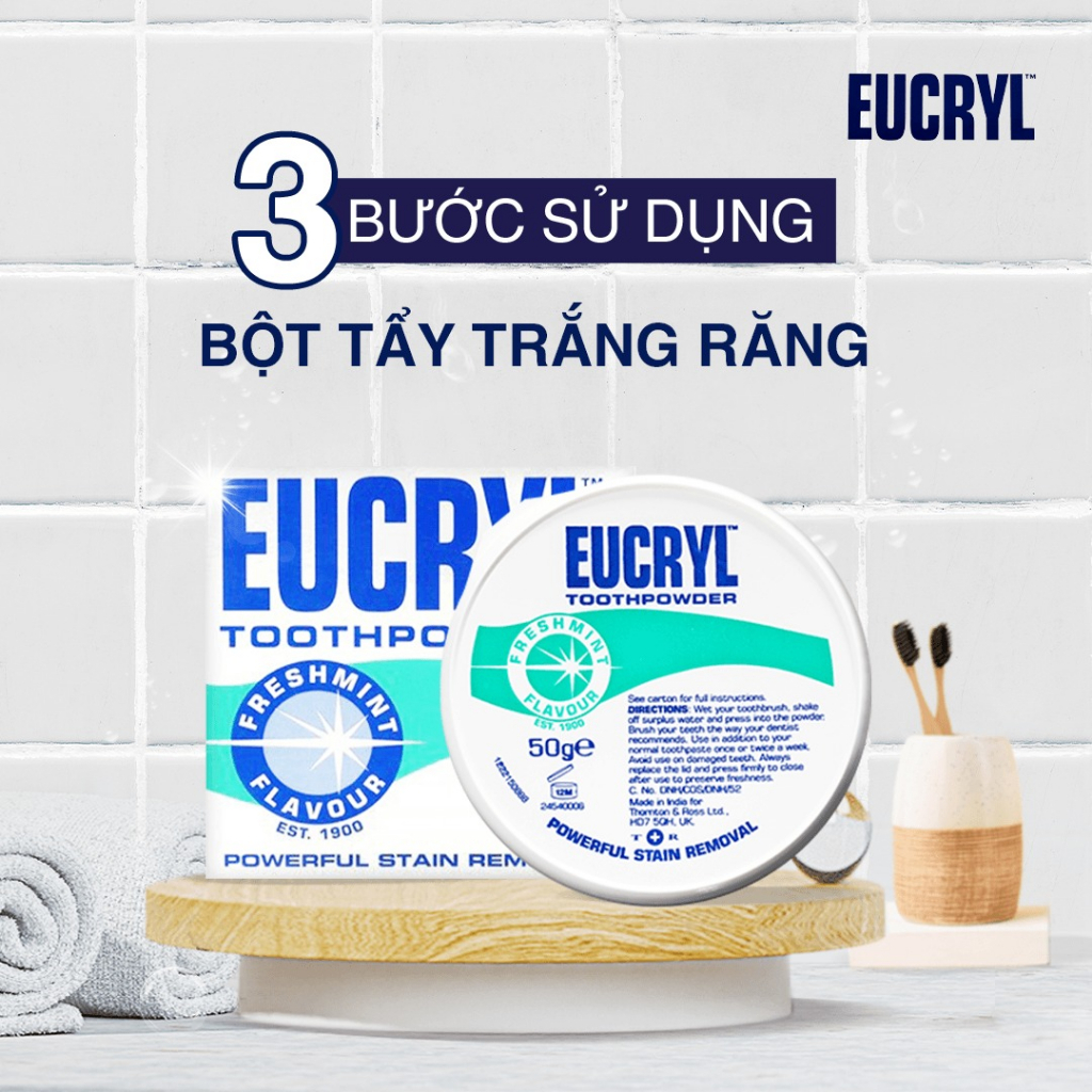 [Livestream] Bột Bạc Hà Giúp Sạch Miệng Trắng Răng, Hơi Thở Thơm Mát Eucryl Toothpower 50g