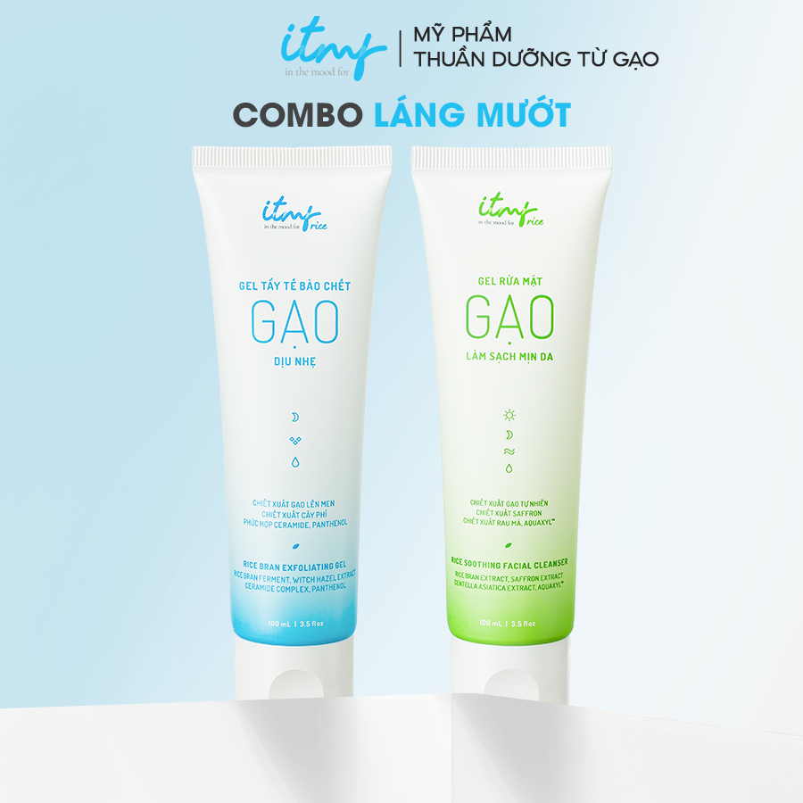 [COMBO 2] Gel Rửa Mặt Gạo ITMF 100mL và Gel Tẩy Tế Bào Da Chết Gạo ITMF 100mL