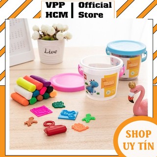 1 Hộp Đất nặn nhiều màu Deli có quai xách đồ chơi an toàn bé phát triển