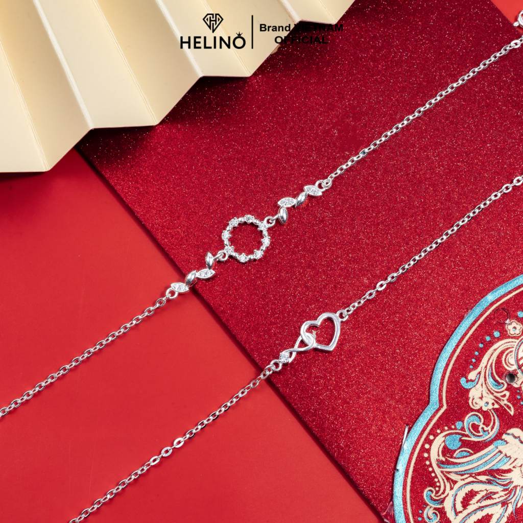 Ảnh Lắc tay bạc nữ HELINO vòng tay đường tròn đá chấm bi mix lá đá xinh xắn V12 4