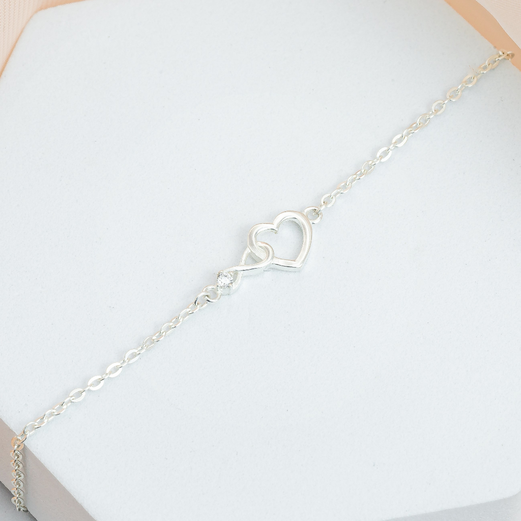 Ảnh Lắc tay bạc nữ HELINO hình vô cực lồng trái tim V14 3