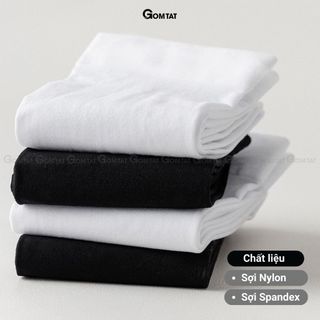 Combo 5 đôi tất lolita nữ GOMTAT cổ cao, dưới gối và qua gối trơn trắng đen, chất liệu thun lạnh mềm mịn - HOT-1805-CB5