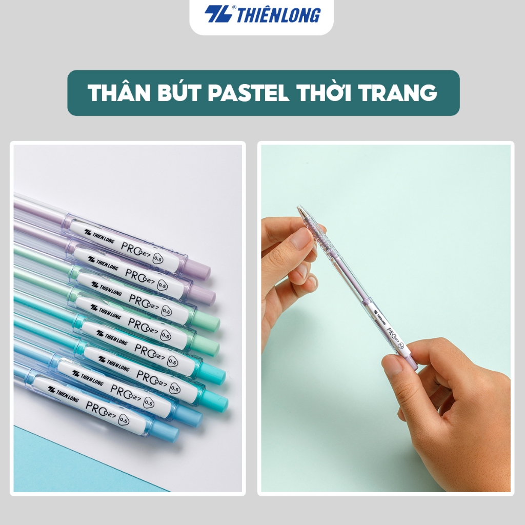 Product image Combo 5/10/20 Bút bi Thiên Long Pro 027 TL-105 - 3 màu mực, thân bút pastel thời trang, phù hợp cho học sinh, sinh viên 6