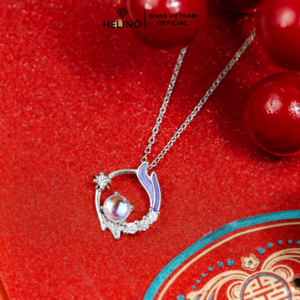 Ảnh Dây chuyền bạc nữ HELINO đuôi hồ ly đính đá mặt trăng Moonstone đổi màu xinh xắn C49 2