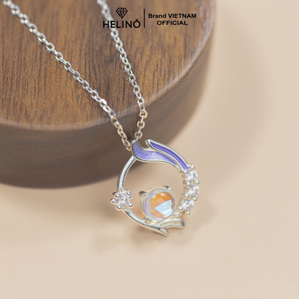 Ảnh Dây chuyền bạc nữ HELINO đuôi hồ ly đính đá mặt trăng Moonstone đổi màu xinh xắn C49 4