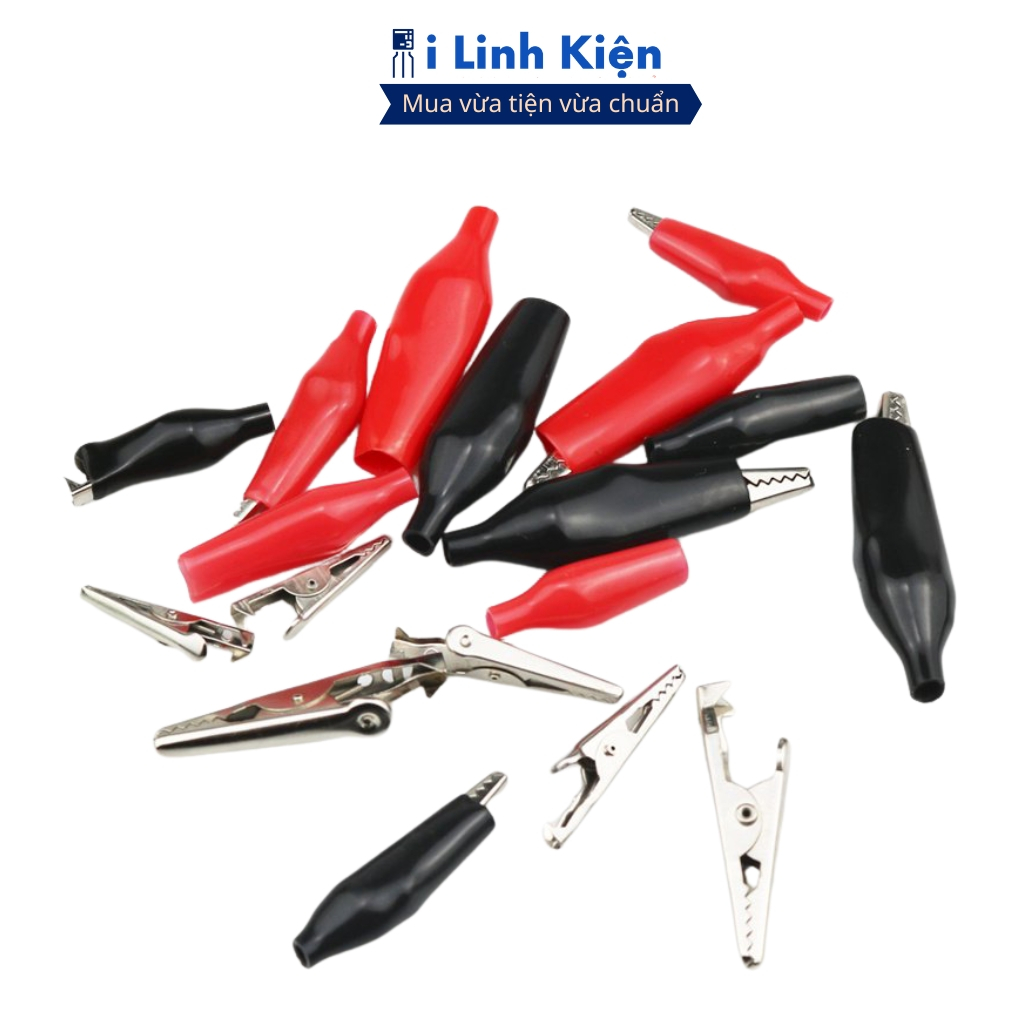 Đôi kẹp cá sấu nhỏ 26mm (1 đen + 1 đỏ) chính hãng ilinhkien