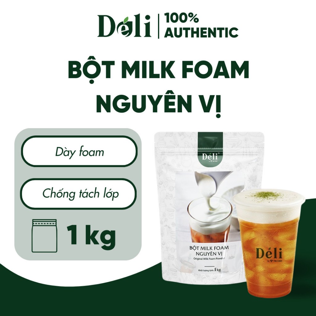 Bột milk foam Déli - 1kg - vị kem sữa, dày foam, chống tách lớp ...