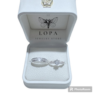 [Hộp Xinh] Nhẫn đôi bạc ta LOPA SK444 | Nhẫn bạc nữ xoắn đính đá lấp lánh tinh tế