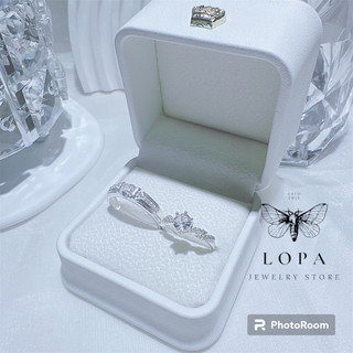 [Hộp Xinh] Nhẫn đôi bạc ta LOPA SK444 | Nhẫn bạc nữ xoắn đính đá lấp lánh tinh tế