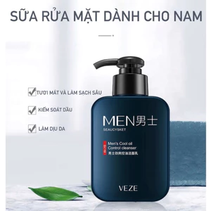 Sữa Rửa Mặt Dành Cho Nam VEZE Làm Sạch Sâu Da, Kiểm Soát Dầu, Ngăn Ngừa Mụn,Tươi Mát Khi Sử Dụng