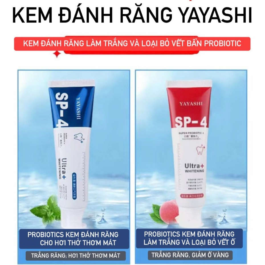Kem Đánh Răng Làm Trắng Trăng, Giảm Ố Vàng, Làm Sạch Răng Và Giúp Hơi Thở Thơm Mát YAYASHI Sp-4 Hàng Chuẩn