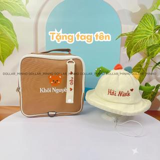 Combo Mũ khủng long & Balo Thêu Tên cho bé 2 đến 5 tuổi đi học, nón cho bé đi học