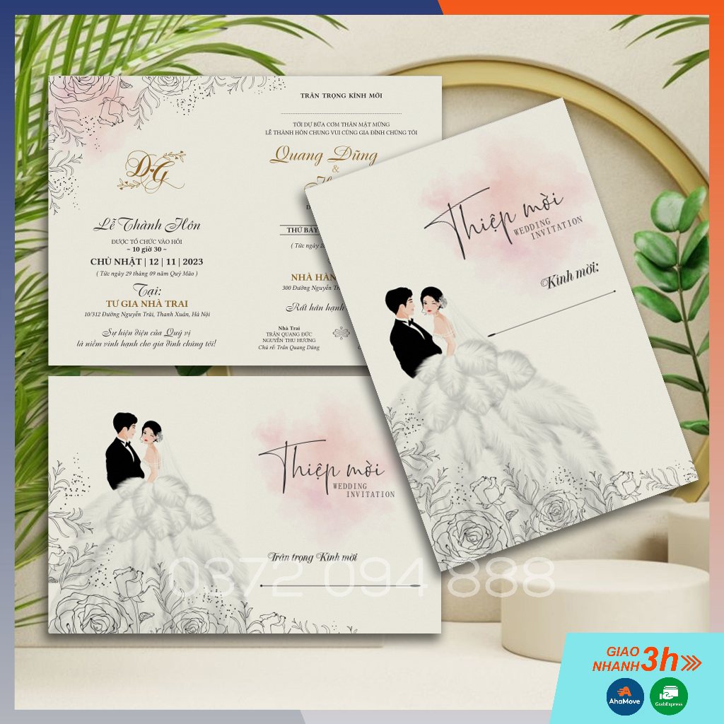 THIỆP CƯỚI CÓ PHONG BÌ - HD 317