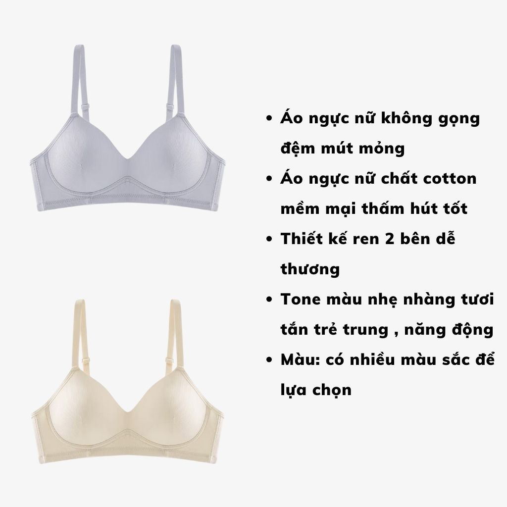 Áo ngực nữ không gọng mềm mại thoáng mát, áo lót nữ cotton đệm mút mỏng ôm ngực gợi cảm LANIXA A409