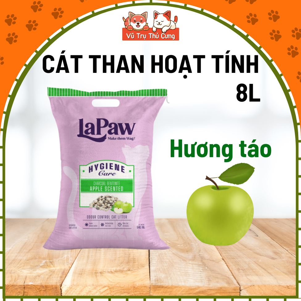 COMBO 3 TÚI Cát vệ sinh cho mèo Lapaw Than hoạt tính khử mùi tốt 8L