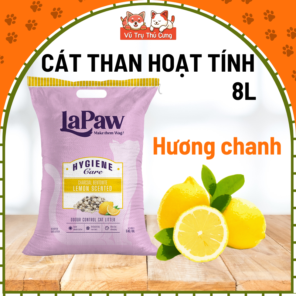 COMBO 3 TÚI Cát vệ sinh cho mèo Lapaw Than hoạt tính khử mùi tốt 8L