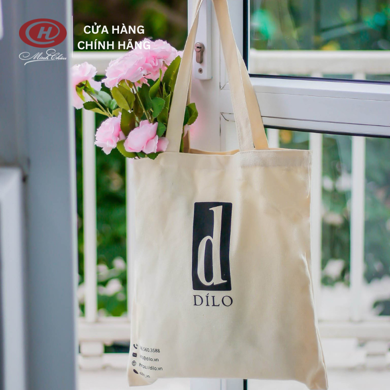 Túi xách nam nữ đeo vai - Túi tote canvas dày dặn thời trang in hình thương hiệu Dílo