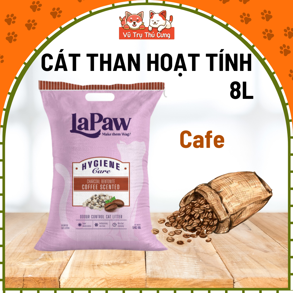 Cát vệ sinh đất sét than hoạt tính LAPAW siêu khử mùi, ít bụi, vón cục tốt