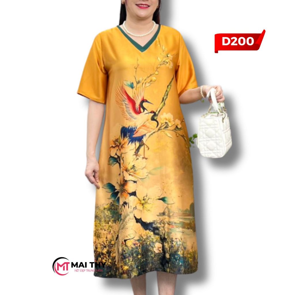 Ảnh Đầm Trung Niên MAI THY, BST Váy Suông Đi Tiệc Cho Mẹ Ngắn Tay Chất Lụa Cao Cấp | Thời Trang Nữ U50 3