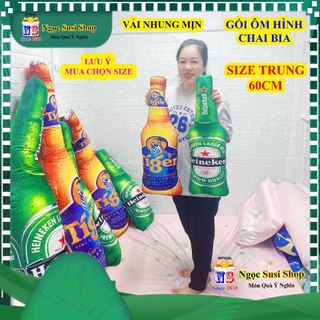 GỐI ÔM CHAI BIA 3D ĐẸP NHƯ THẬT KHỔNG LỒ 1M5 TO BẰNG CON NGƯỜI LUÔN - gấu bông đồ chơi doll toy búp bê