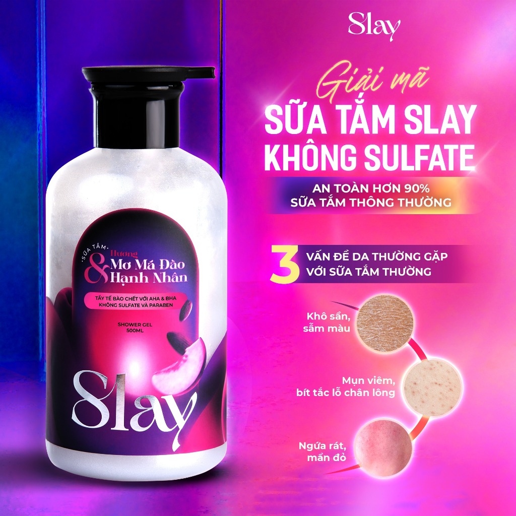 Ảnh Sữa Tắm & Sữa Dưỡng Thể Body Lotion SLAY Hương Mơ Má Đào & Hạnh Nhân 200ml/500ml 2