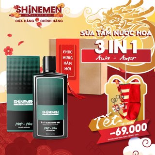 QUÀ TẶNG TẾT  GIFT SET hộp quà Sữa Tắm Gội Rửa mặt 3 in 1 cho nam SHINEMEN nước hoa Mint-Man 300ml