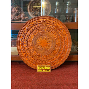 Tranh trống đồng treo tường gỗ hương