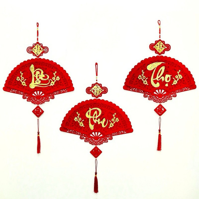 [ Hoả Tốc ] Combo 4 set Quạt Trang trí Tết Rực Rỡ cho Cửa và Phòng Khách!