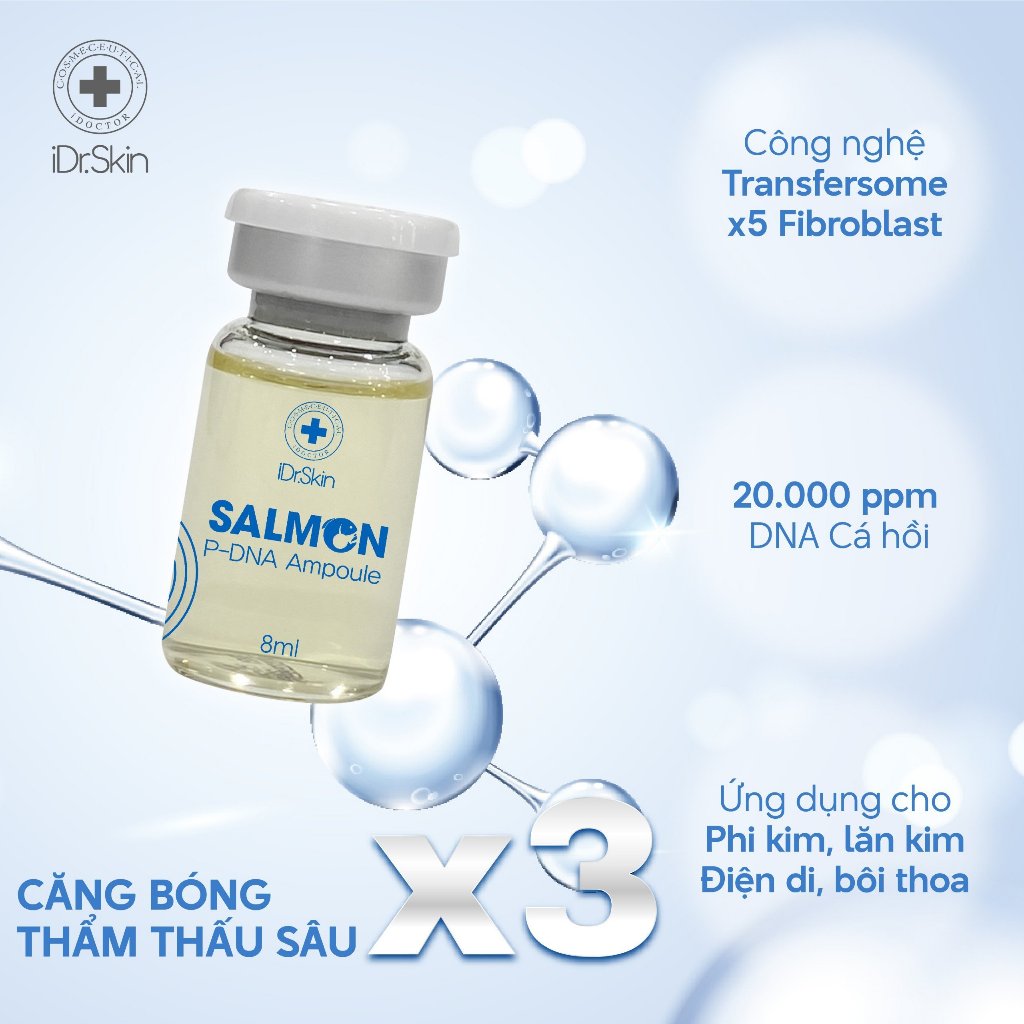 [iDr.Skin Chính Hãng] Tinh chất IDr.Skin Salmon-p Dna Ampoule phục hồi tái tạo da làm mờ các nếp nhăn 1 lọ*8ml