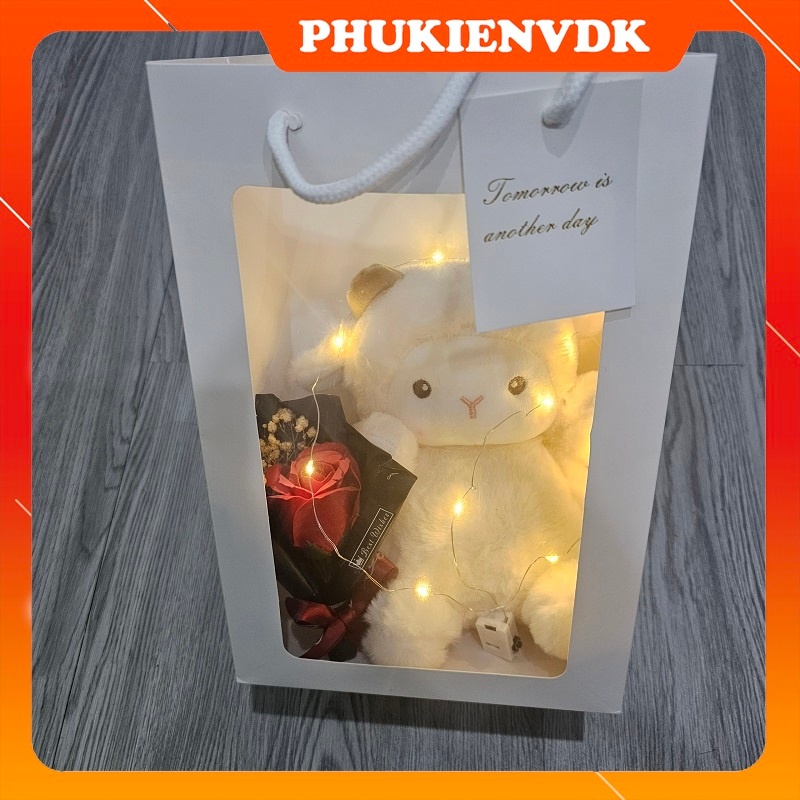 Gấu Nhồi Bông Cừu Lạc Đà Alpaca Trắng Mềm Mại Kèm Túi Quà Tặng Đáng Yêu Xinh Xắn | BigBuy360 - bigbuy360.vn