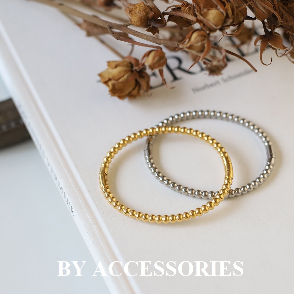 Vòng tay nữ unisex titan bi tròn có khóa mở không gỉ CF13 BY ACCESSORIES