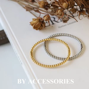 Vòng tay nữ unisex titan bi tròn có khóa mở không gỉ CF13 BY ACCESSORIES