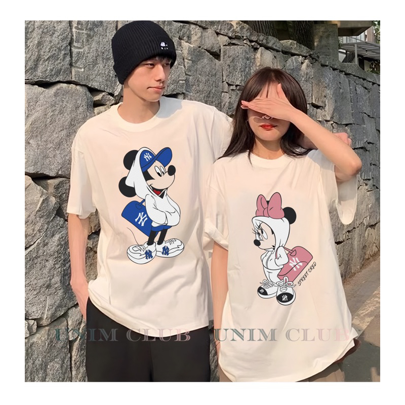 [VẢI 250 GSM] Áo Thun Đôi Mickey NY LA Mới Nhất Form Unisex Nhiều Màu Cotton Định Lượng Vải 250Gsm Cao Cấp