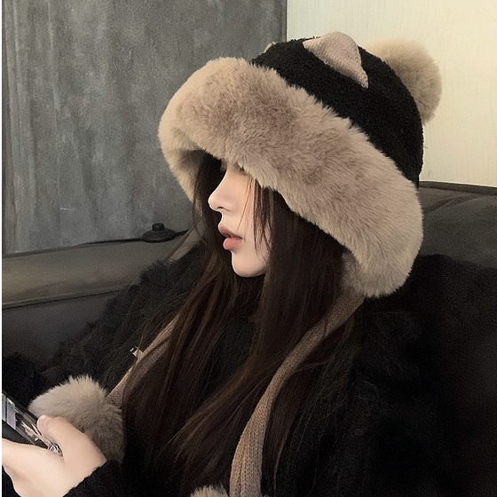 Mũ Trùm Đầu Vải Lông Cừu Giữ Ấm Tai Dễ Thương Phong Cách Hàn Quốc Thời Trang Mùa Đông chất lượng cao