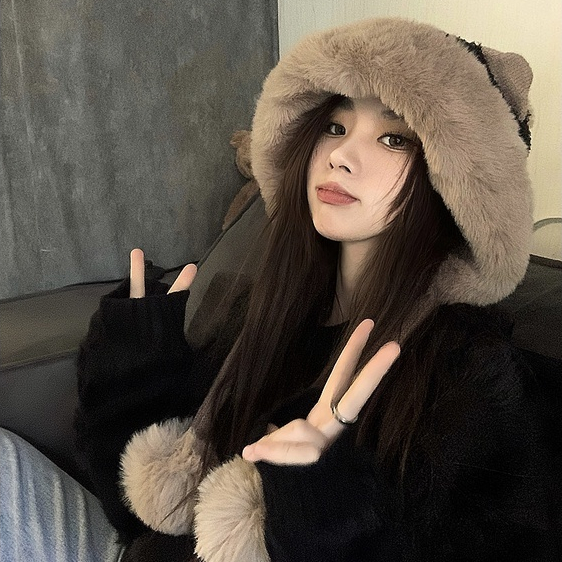 Mũ Trùm Đầu Vải Lông Cừu Giữ Ấm Tai Dễ Thương Phong Cách Hàn Quốc Thời Trang Mùa Đông chất lượng cao