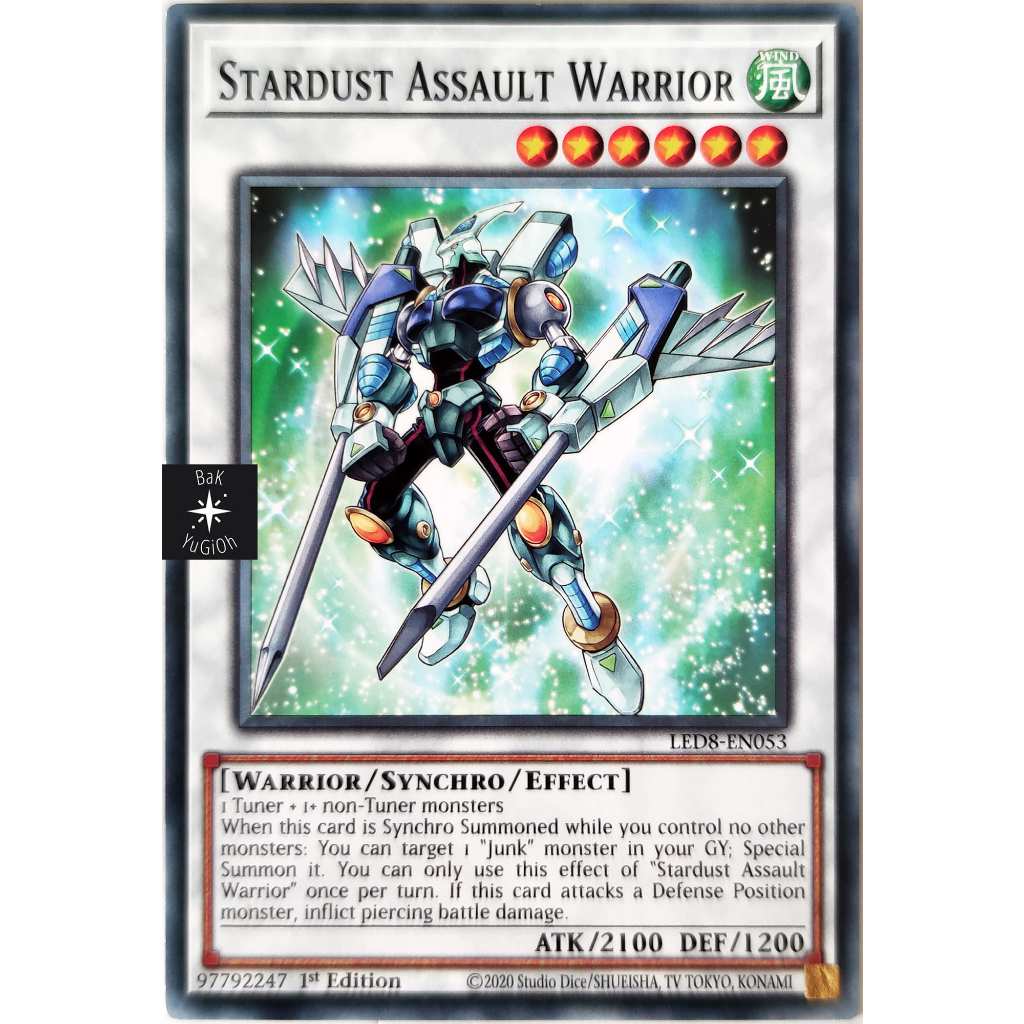 Stardust Assault Warrior - LED8-EN053 Common 1st Edition Yugioh Card - Synchro Storm Single