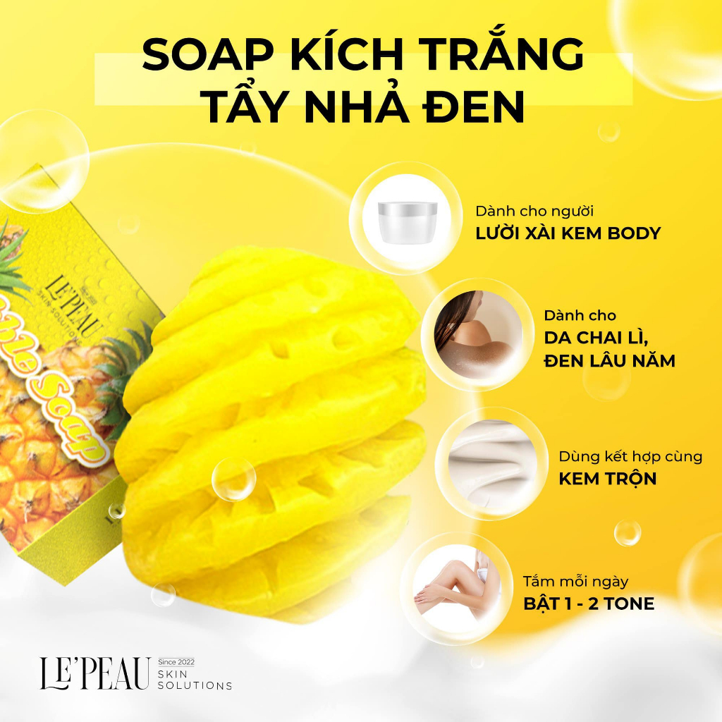 Ảnh Tắm trắng thơm, xà bông tắm trắng body bubble soap, gói tắm da da - LE'PEAU 2