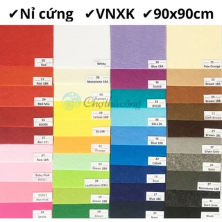 Vải nỉ cứng khổ lớn 38 màu VNXK 90x90 cm, vải dạ nỉ mầm non (vải không dệt / felt), vải nỉ làm đồ handmade thủ công