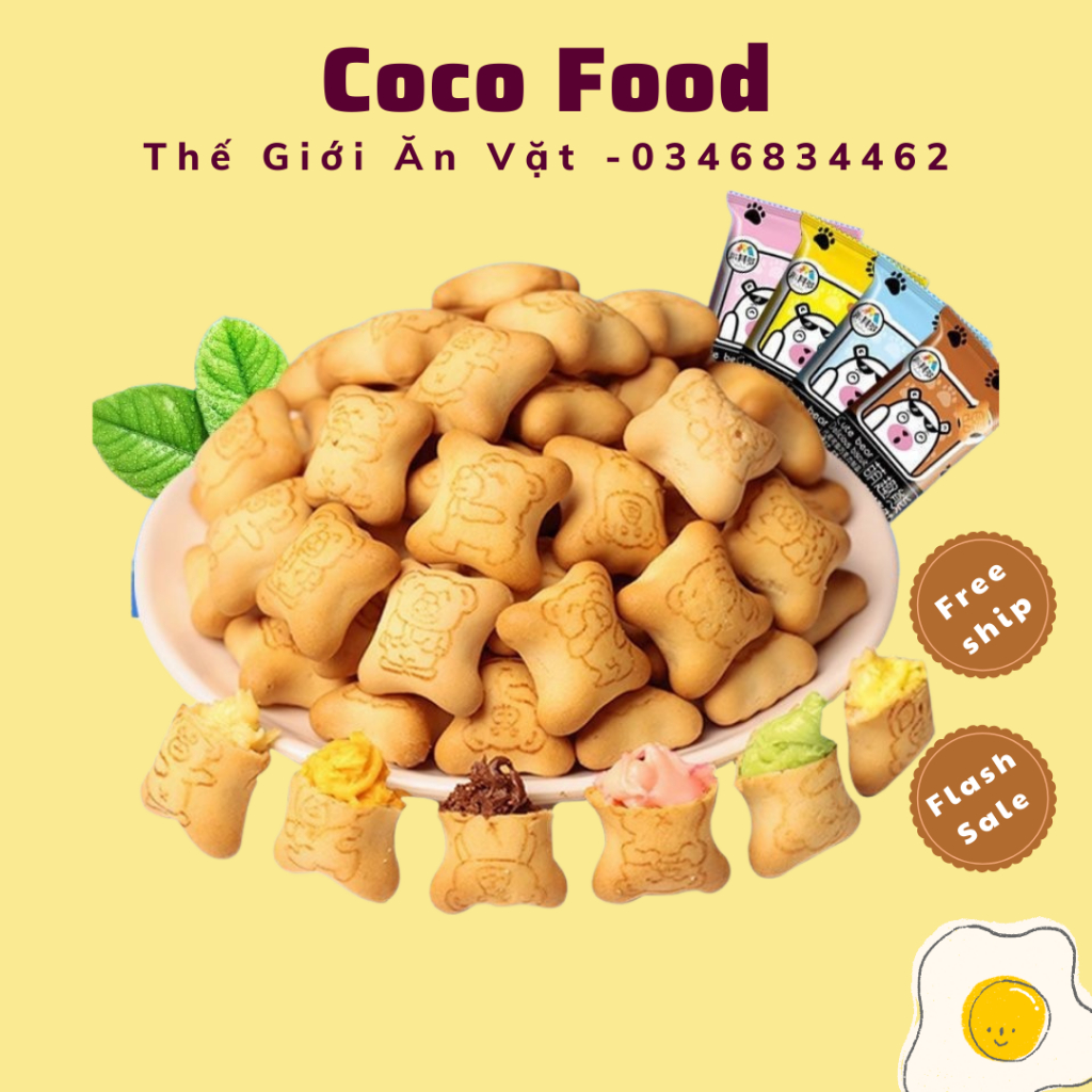 500G Bánh Gấu CHOCO BEAR - Bánh Gấu Đài Loan Mix Kem Sữa 4 Vị Dâu Tây ...