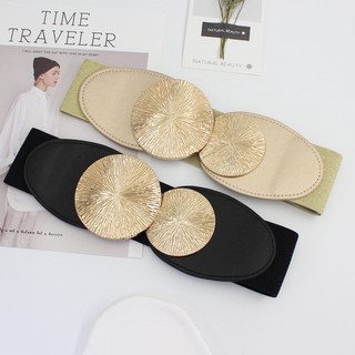 Đai váy, đai đầm, đai áo sơ mi, thắt lưng bản rộng, chất liệu co giãn, móc khóa kim loại họa tiết 2 hình tròn W82
