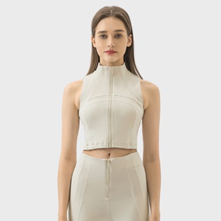 Define Cropped Full-Zip Tank Top