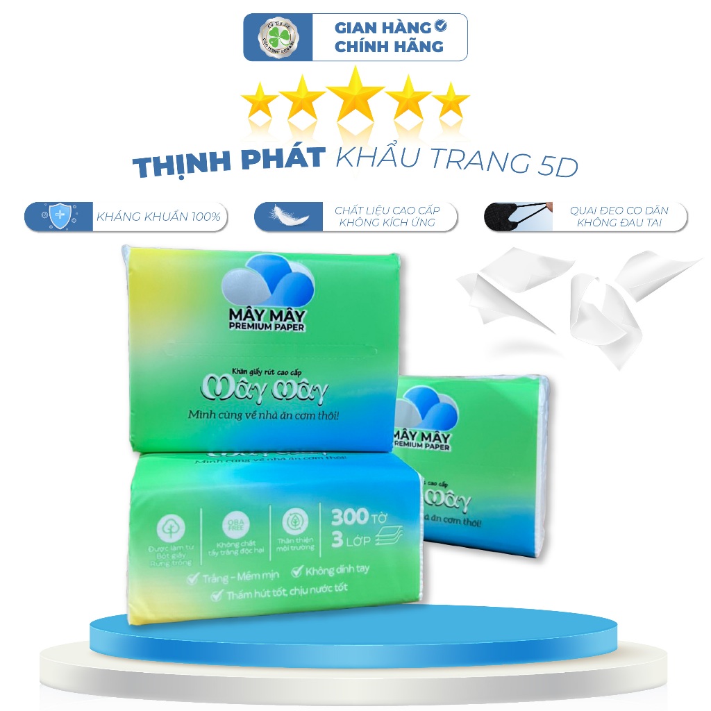 Giấy ăn rút Thịnh Phát làm 100% từ bột giấy rừng trồng 3 lớp*300 tờ ...